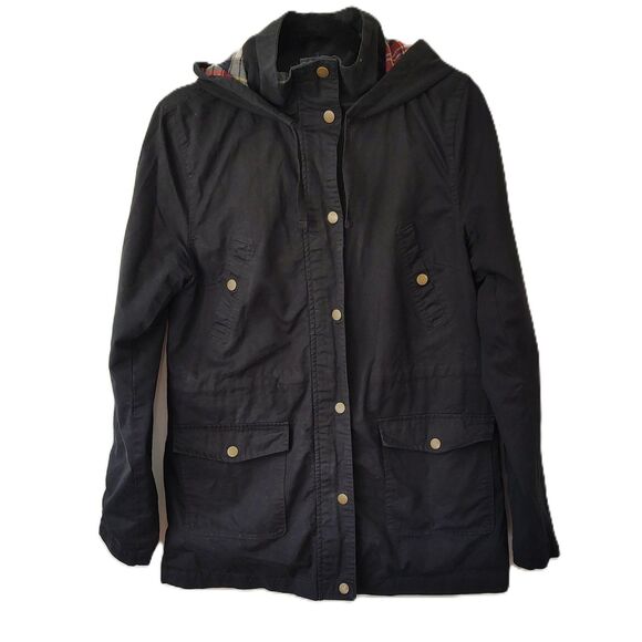 Love Tree Black Hooded Women's Medium Utility Mid Length Lightweight Jacket - Picture 1 of 6